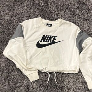 Nike white and Gray Cropped Top